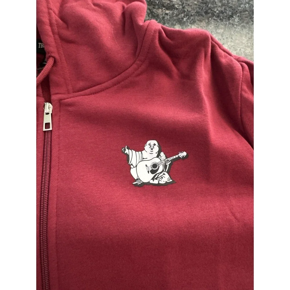 True Religion Radiant Buddha Zip Hoodie Men's‎ 3XL Red Dahlia Pullover Sweater